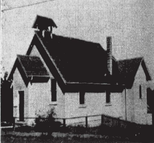 Black and white photo of a white wooden church. The bottom of the photograph reads, "St. Mattias Church, Westmount".