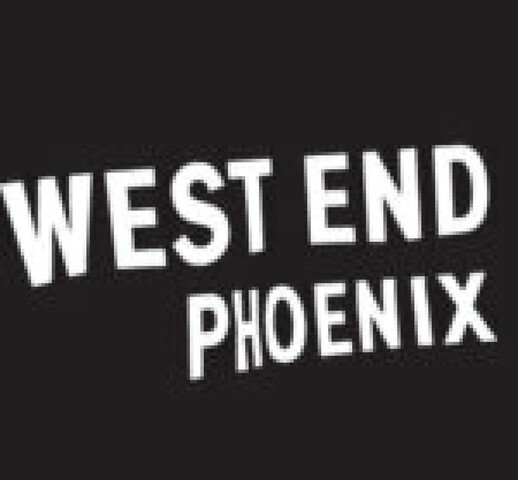 Black box with the words "West End Phoenix" written in white.