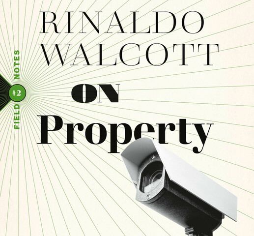 A book cover with a security camera. Diagonal lines are emanating from the left of the cover. The cover says "Rinaldo Walcott On Property".