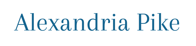 Logo of "Alexandria Pike" written in blue