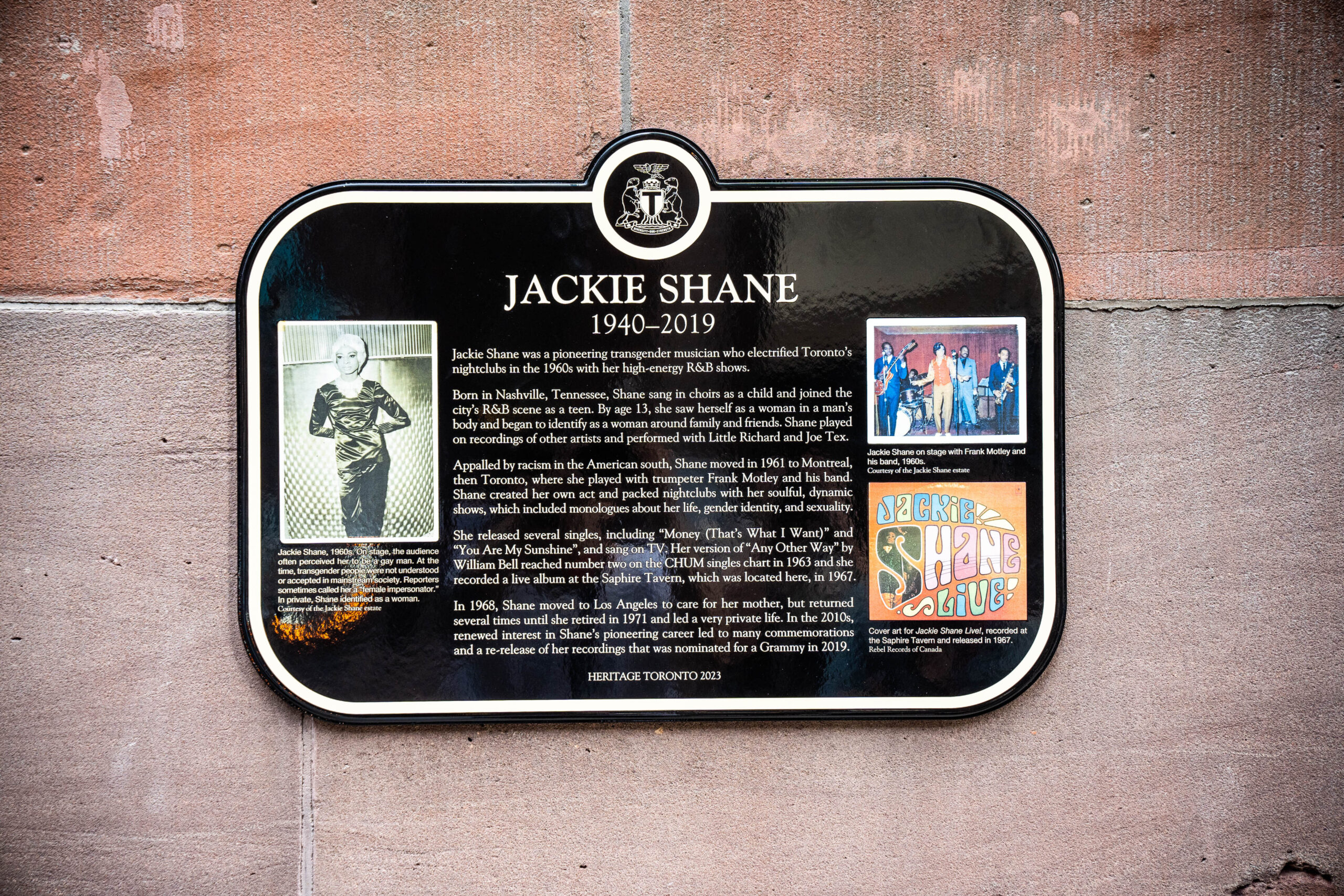 An image shows the plaque for Jackie Shane.