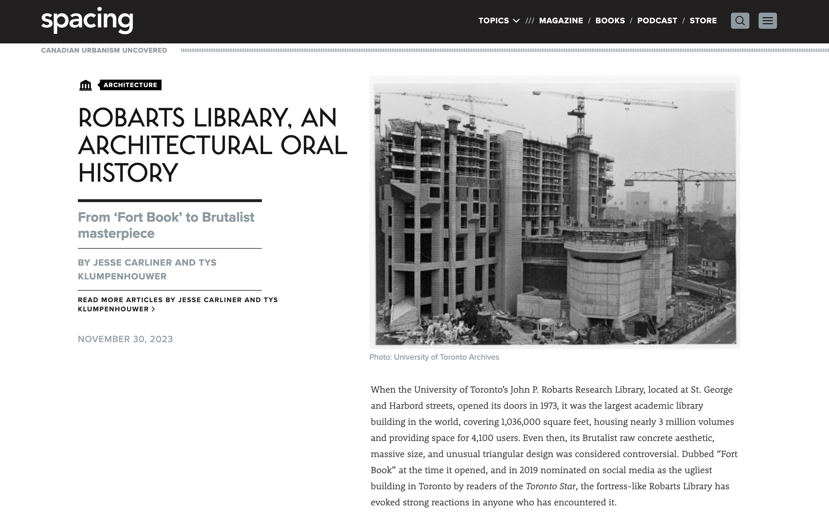 Robarts Library, an Architectural Oral History